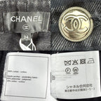 Chanel Denim Pants Striped Jeans CC Logo 34 Black Gold Cotton — view 3