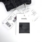 Chanel Denim Pants Striped Jeans CC Logo 34 Black Gold Cotton — view 7