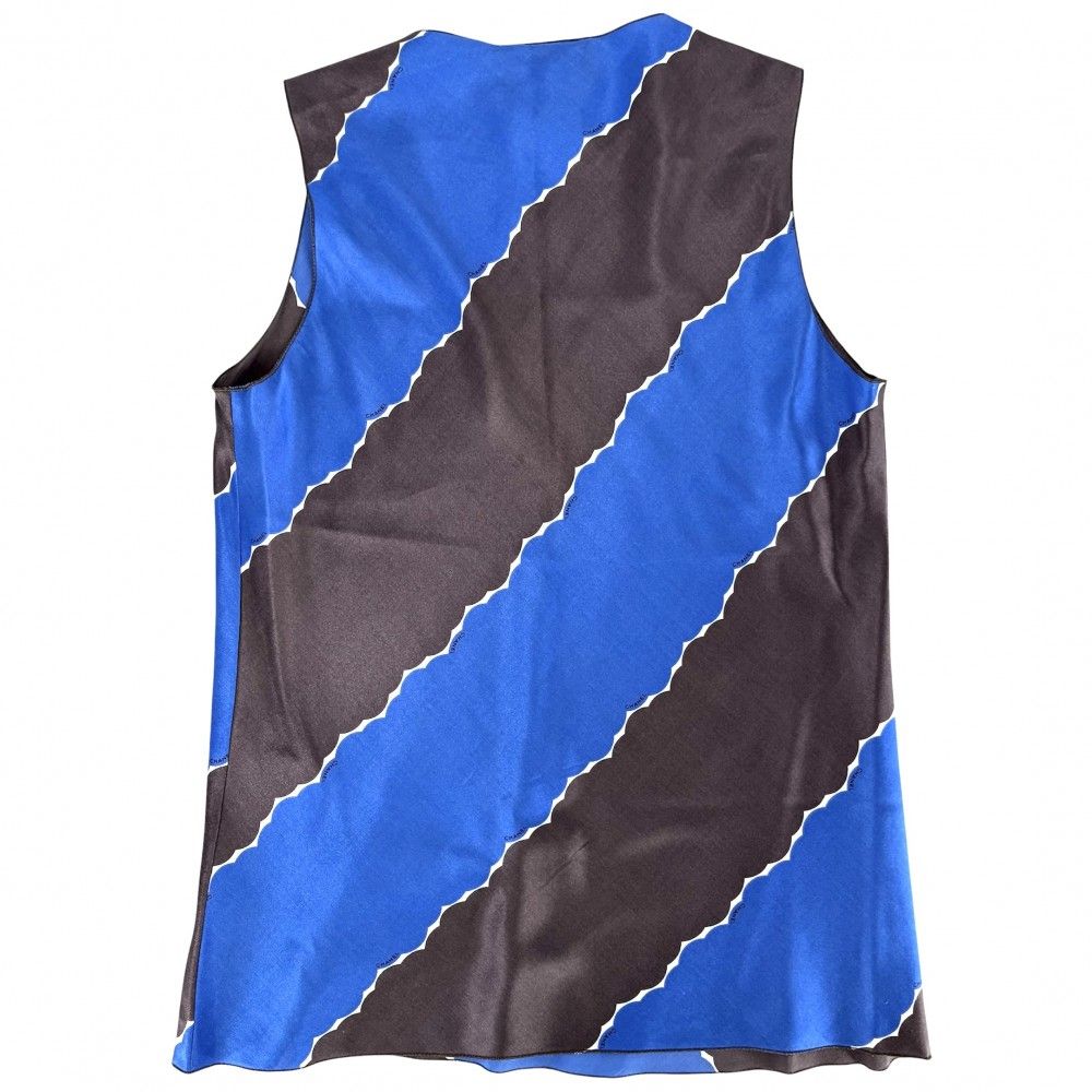 Chanel Tank Top Scarf Set Sleeveless Top 34 Blue Gray Silk Spandex Spring Summer — view 3