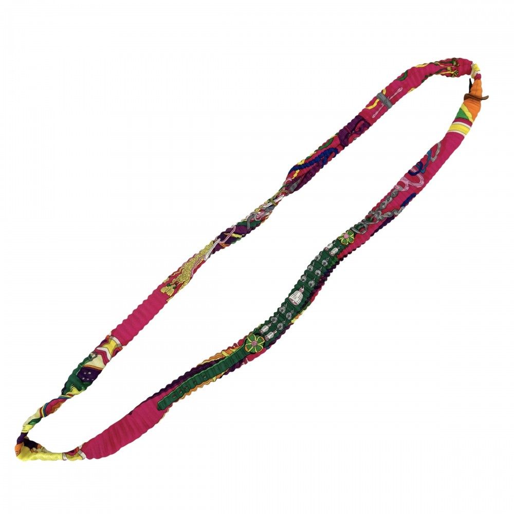 Hermes Necklace Petit Ash Silk Pleats Multicolor