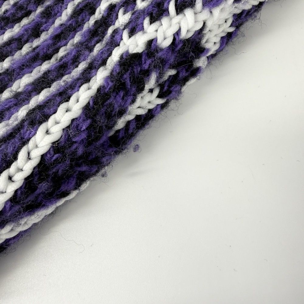 Dior Homme Knit Diamond Striped Sweater Top XS Purple White Wool Polyester — view 6