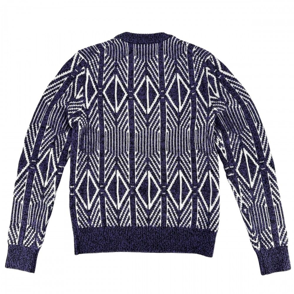 Dior Homme Knit Diamond Striped Sweater Top XS Purple White Wool Polyester — view 2