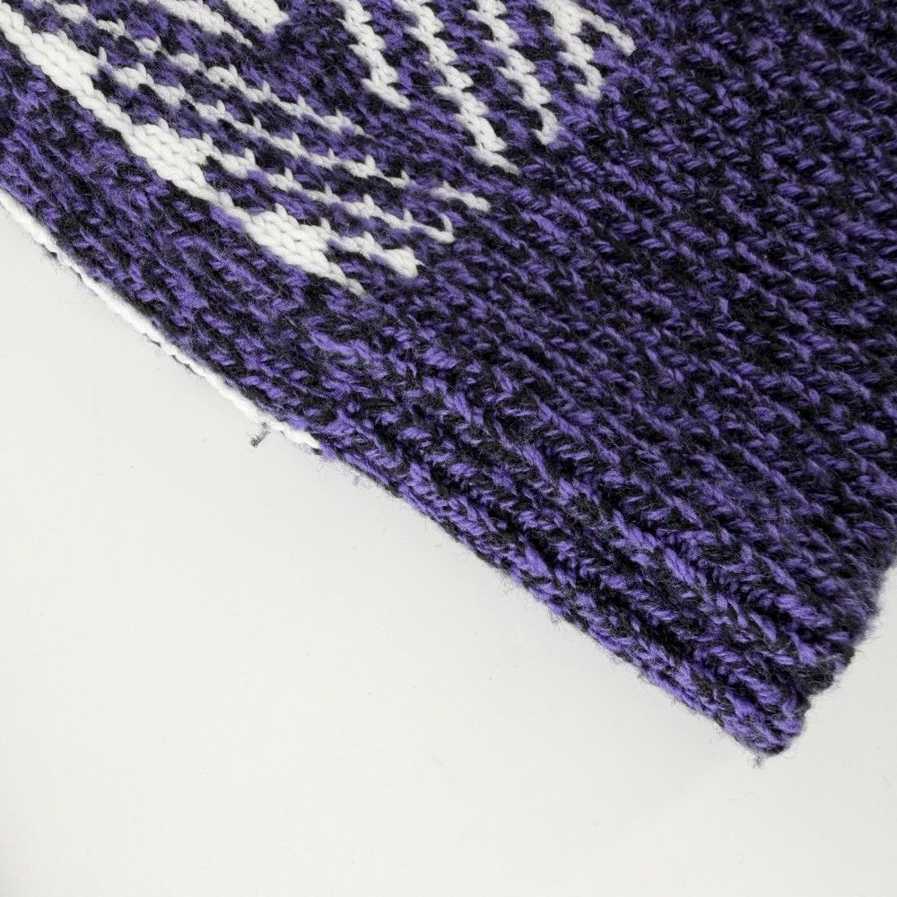 Dior Homme Knit Diamond Striped Sweater Top XS Purple White Wool Polyester — view 8