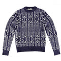 Dior Homme Knit Diamond Striped Sweater Top XS Purple White Wool Polyester