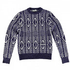 Dior Homme Knit Diamond Striped Sweater Top XS Purple White Wool Polyester