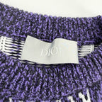 Dior Homme Knit Diamond Striped Sweater Top XS Purple White Wool Polyester — view 3