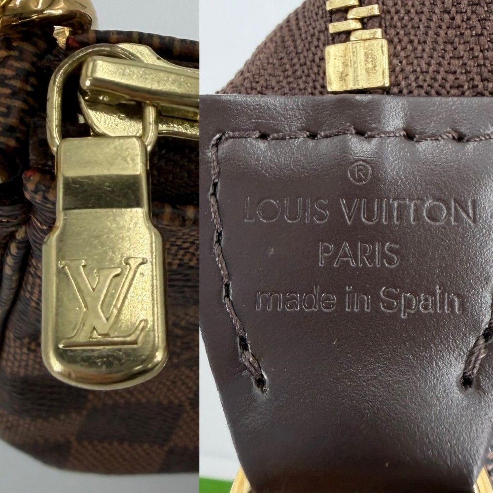 Louis Vuitton Handbag Pochette Pouch Shoulder Crossbody Damier Canvas Brown Gold — view 5