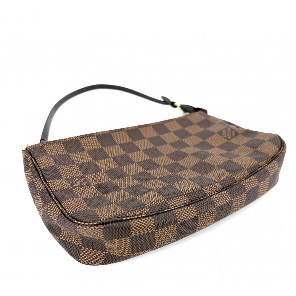 Louis Vuitton Handbag Pochette Pouch Shoulder Crossbody Damier Canvas Brown Gold — view 3