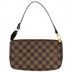 Louis Vuitton Handbag Pochette Pouch Shoulder Crossbody Damier Canvas Brown Gold — view 2
