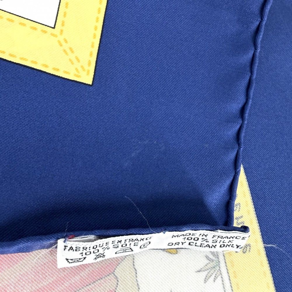 Hermes Scarf Carre 90 Costumes Civils Actuels Modern Citizen's Silk Blue Yellow — view 5