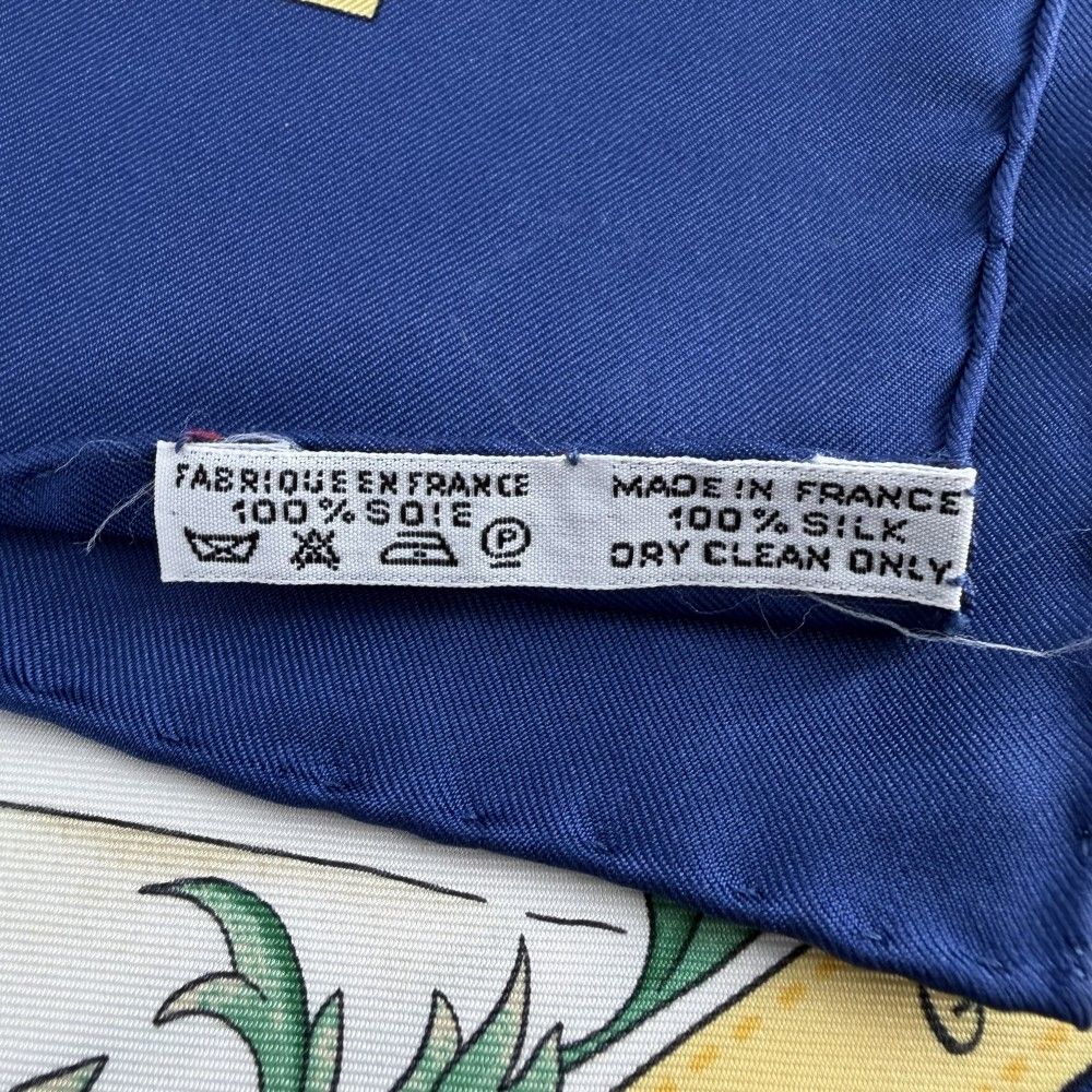 Hermes Scarf Carre 90 Costumes Civils Actuels Modern Citizen's Silk Blue Yellow — view 3