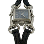 Gucci Signoria Stainless Steel Leather Quartz Watch Wrist Silver Black — view 4