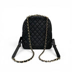 Chanel Backpack Caviar Leather Black Gold Quilted CC Logo Turnlock Chain — view 3