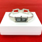 Gucci Bangle Watch Leaf Pattern Stainless Steel Quartz Wrist Silver