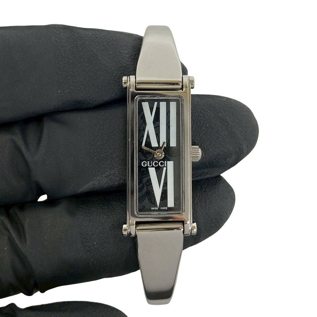 Gucci Bangle Watch Leaf Pattern Stainless Steel Quartz Wrist Silver — view 4