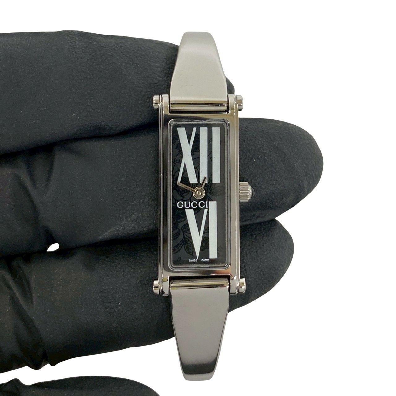 Gucci Bangle Watch Leaf Pattern Stainless Steel Quartz Wrist Silver — view 4