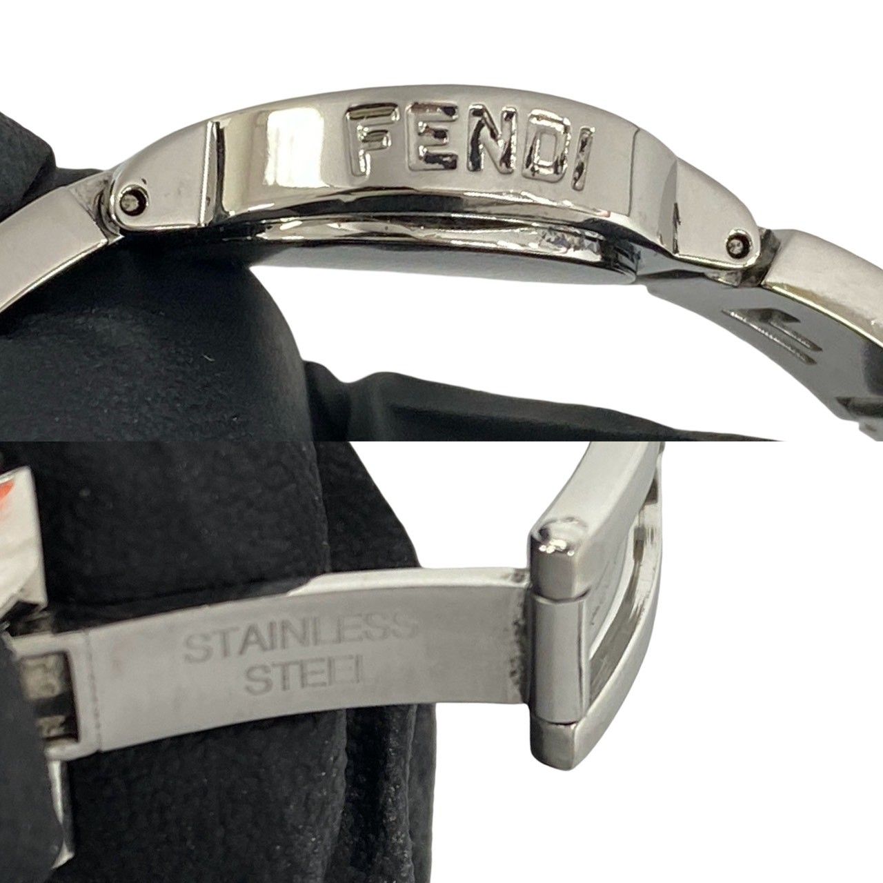 Fendi Orologi Logo Motif Stainless Steel Quartz Watch Wrist Silver — view 3