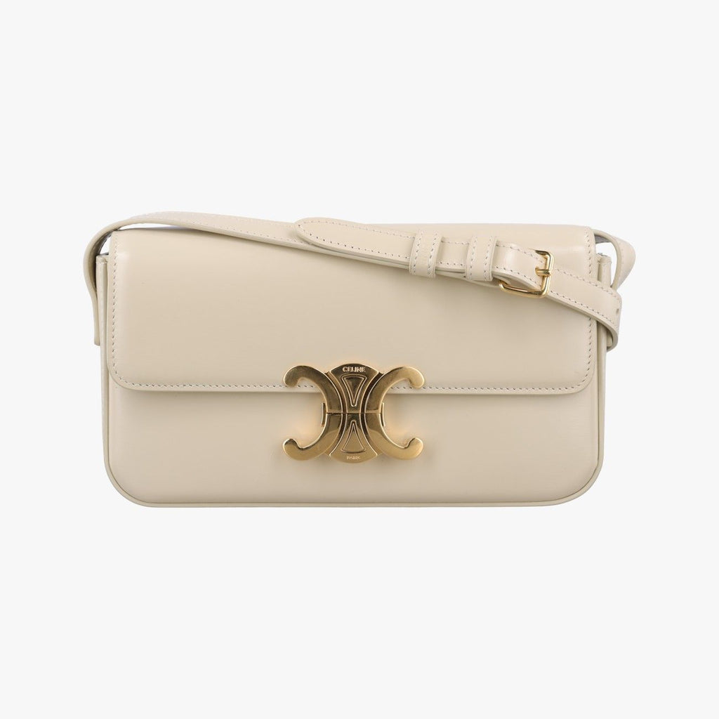 Celine Claude Triomphe Beige Leather Shoulder