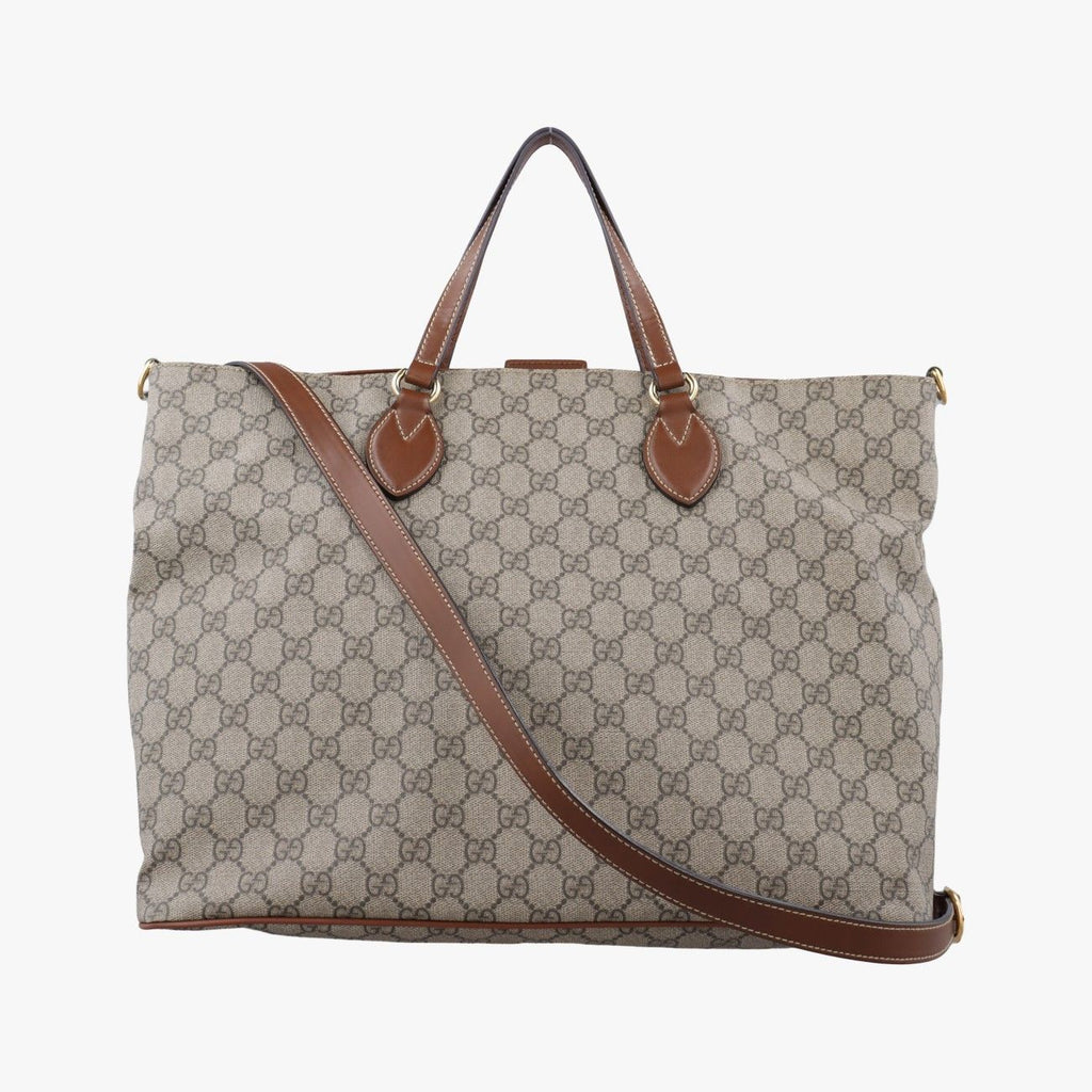 Gucci GG Supreme Brown Beige Canvas Leather Shoulder