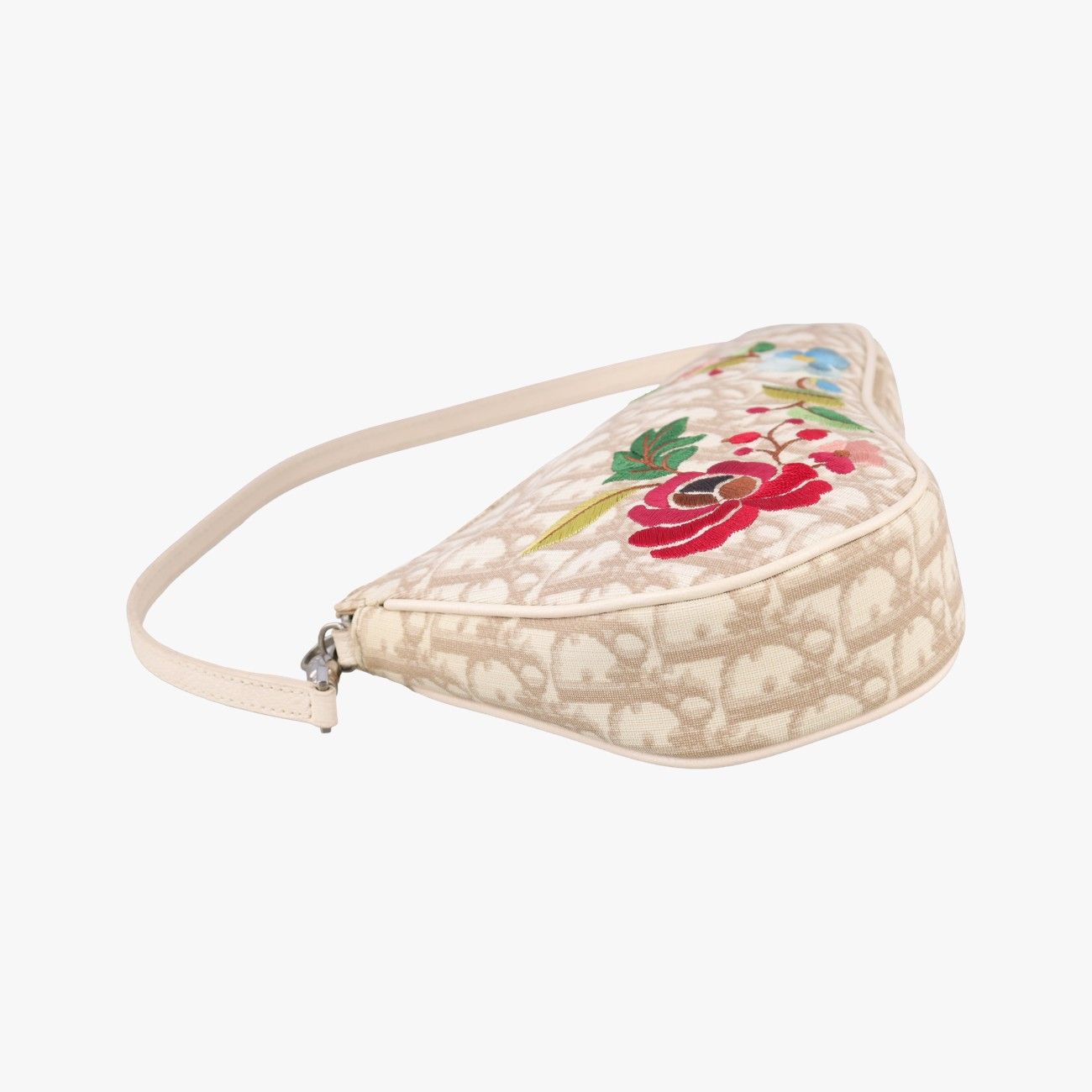 Dior Saddle Beige Canvas Flower Embroidery MC Shoulder — view 5