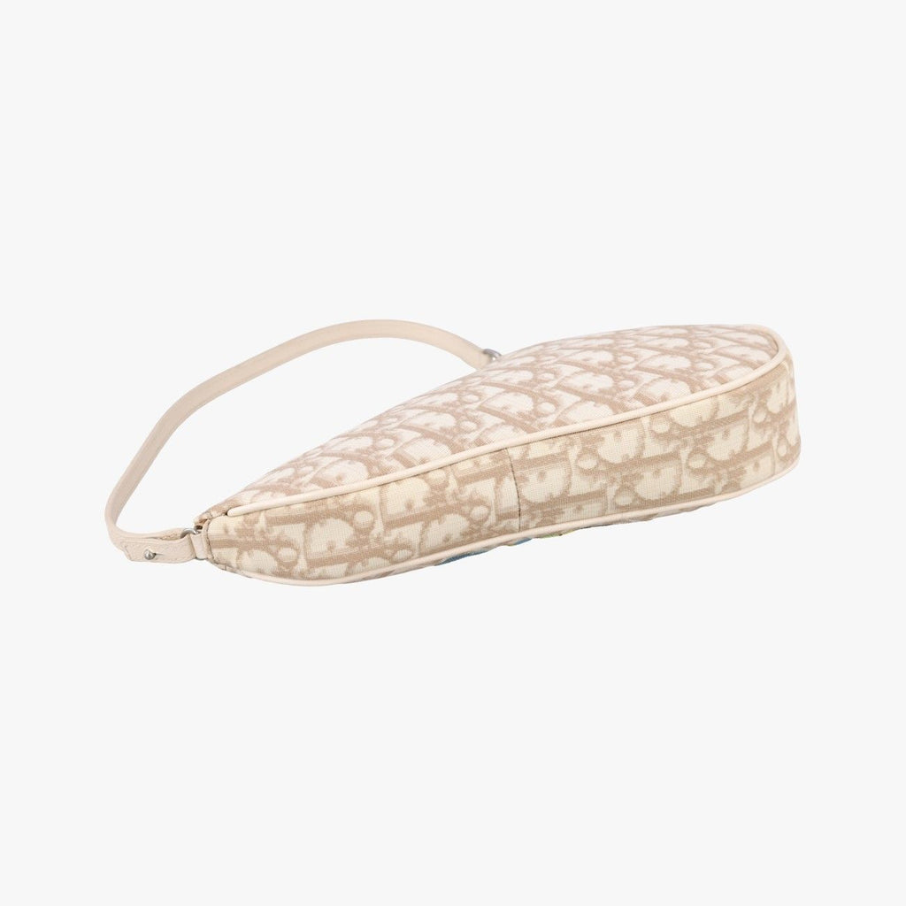 Dior Saddle Beige Canvas Flower Embroidery MC Shoulder — view 7