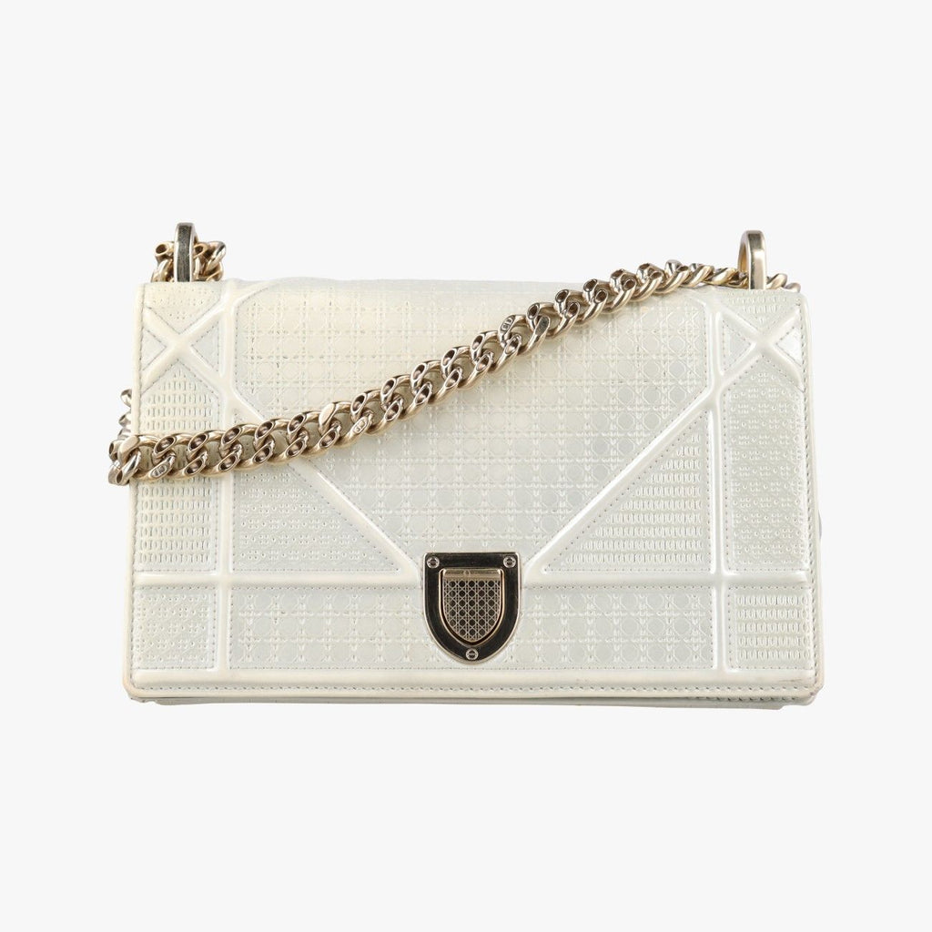 Dior Diorama White Leather Shoulder