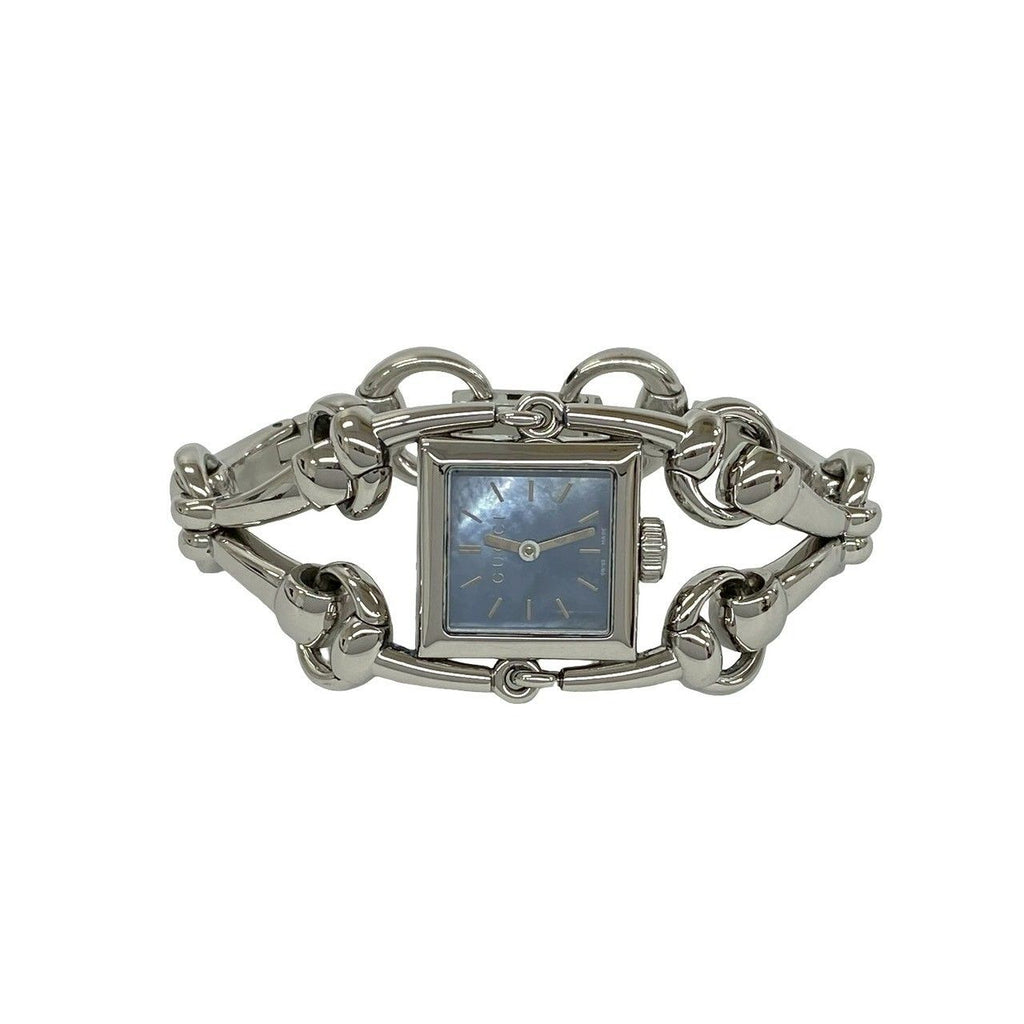 Gucci Signoria Stainless Steel Quartz Watch Wrist Silver Light Blue — view 7