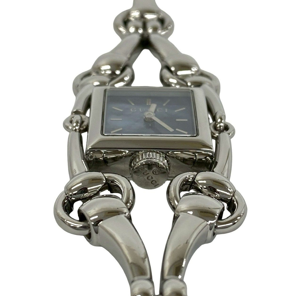 Gucci Signoria Stainless Steel Quartz Watch Wrist Silver Light Blue — view 4