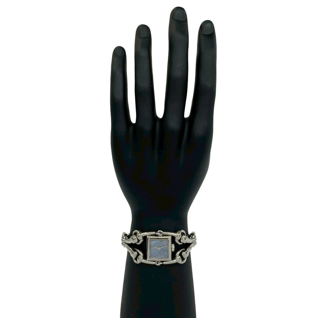 Gucci Signoria Stainless Steel Quartz Watch Wrist Silver Light Blue — view 2