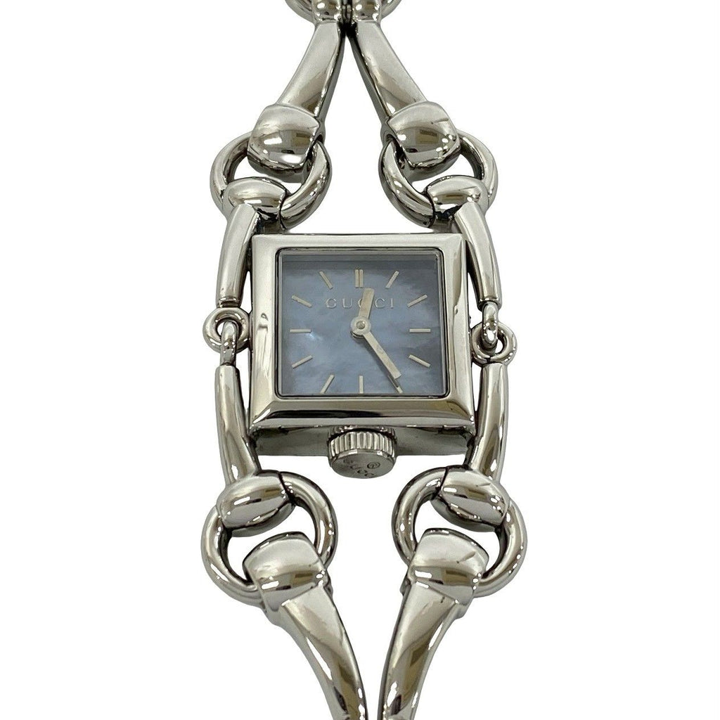 Gucci Signoria Stainless Steel Quartz Watch Wrist Silver Light Blue — view 5
