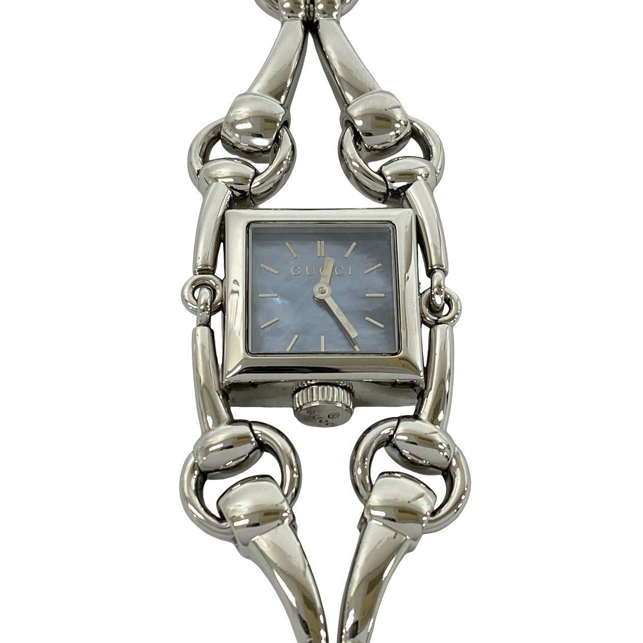 Gucci Signoria Stainless Steel Quartz Watch Wrist Silver Light Blue — view 5