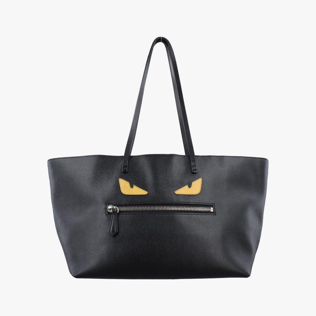 Fendi Print Roll Tote Black Leather