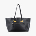 Fendi Print Roll Tote Black Leather