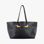 Fendi Print Roll Tote Black Leather