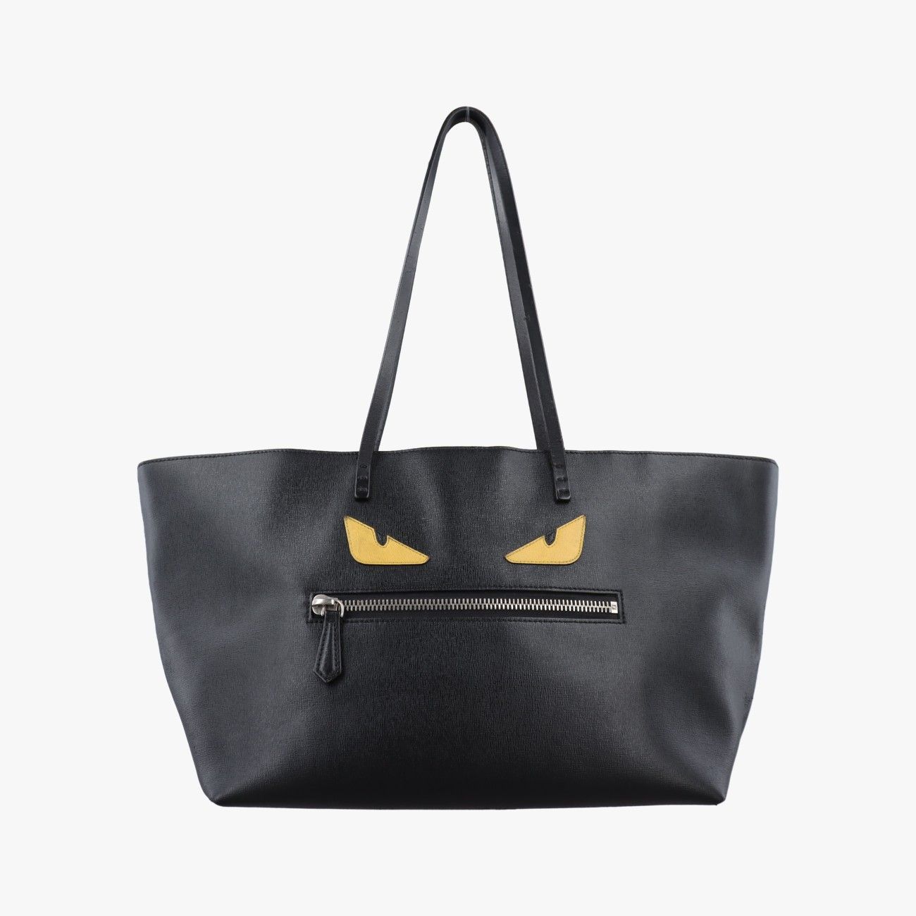 Fendi Print Roll Tote Black Leather