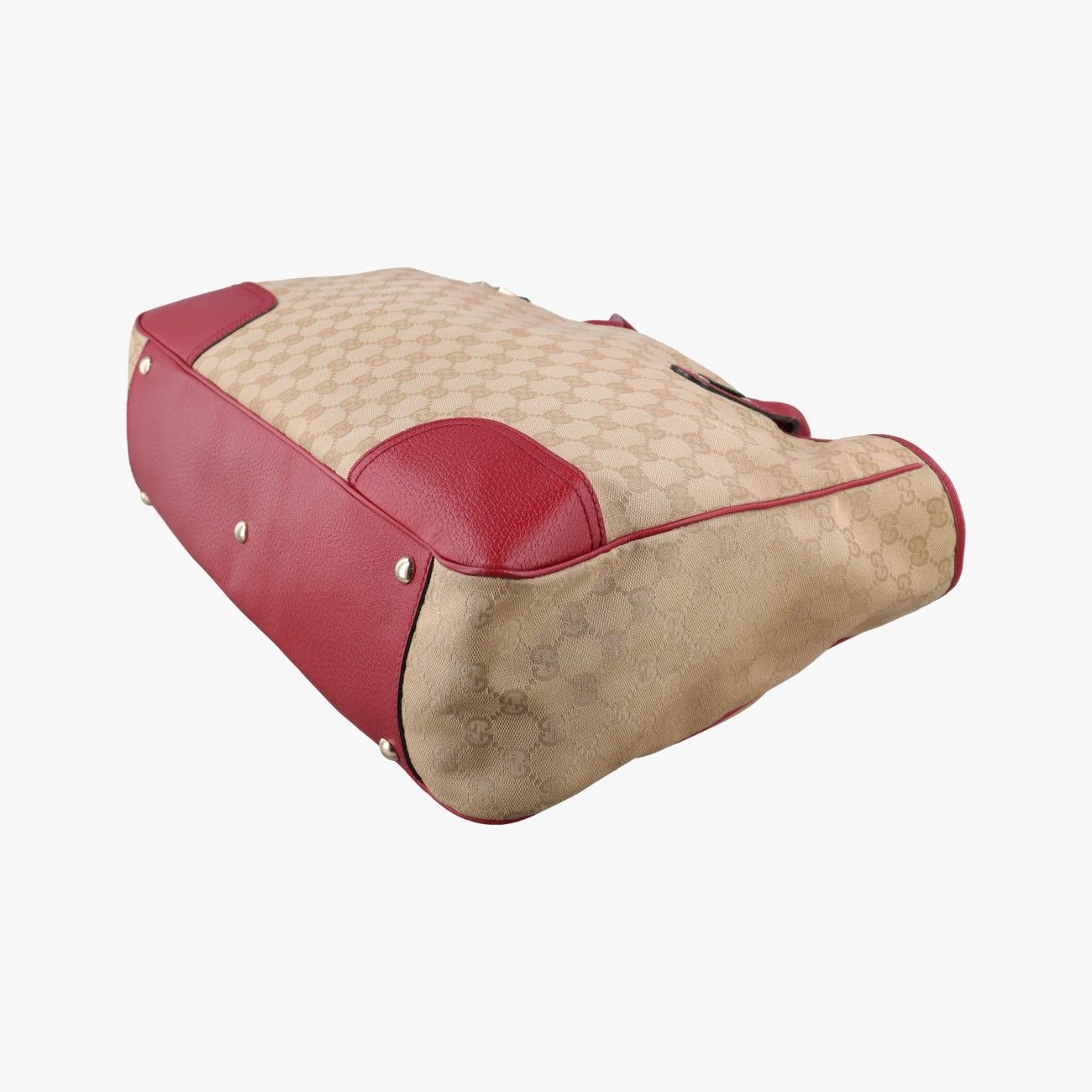 Gucci GG Supreme Beige Red Canvas Leather Handbag — view 4