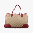 Gucci GG Supreme Beige Red Canvas Leather Handbag — view 2
