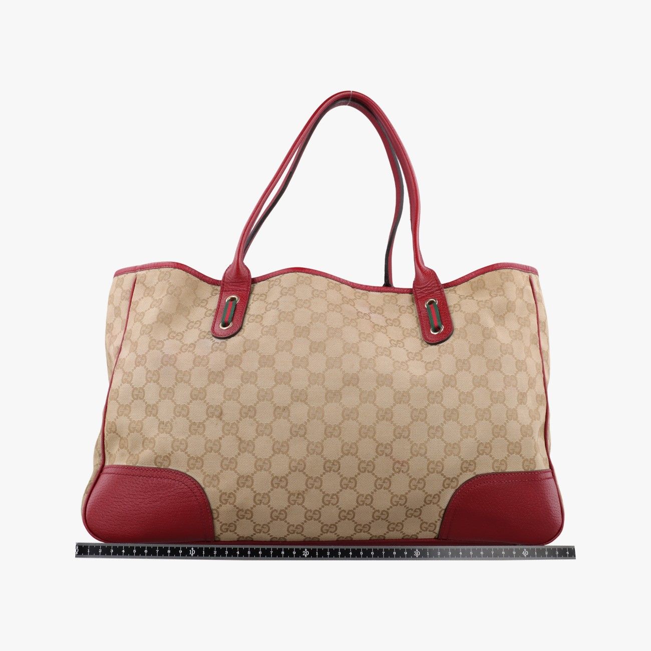 Gucci GG Supreme Beige Red Canvas Leather Handbag — view 2