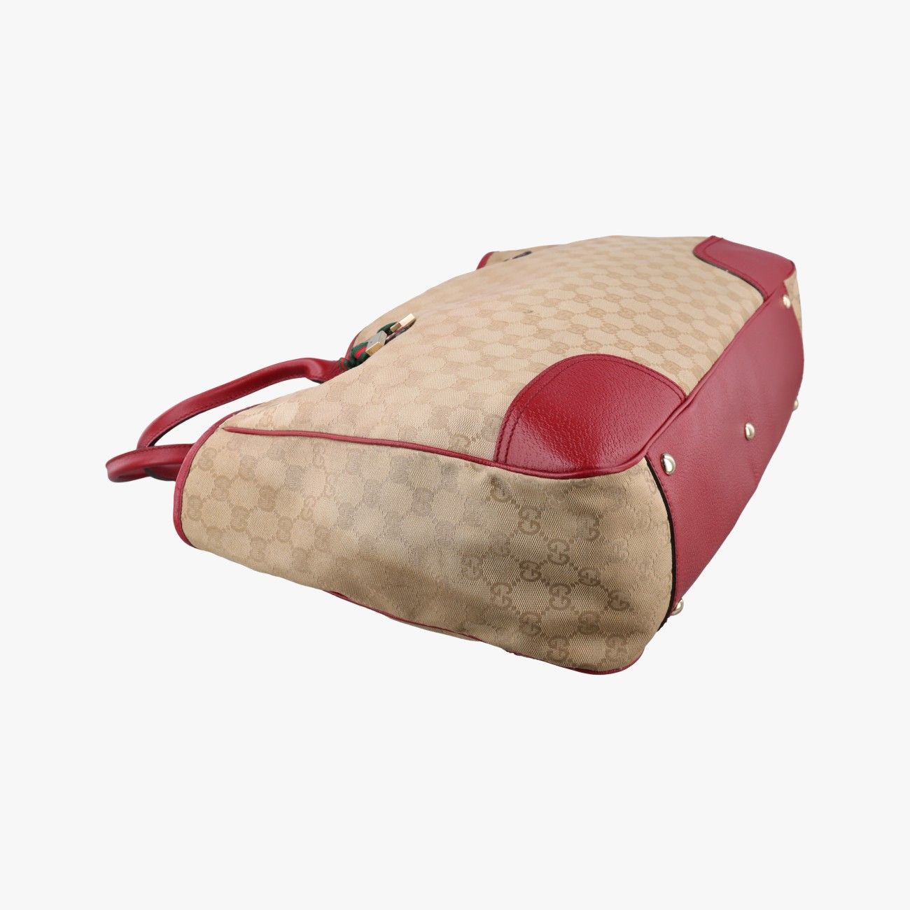 Gucci GG Supreme Beige Red Canvas Leather Handbag — view 5