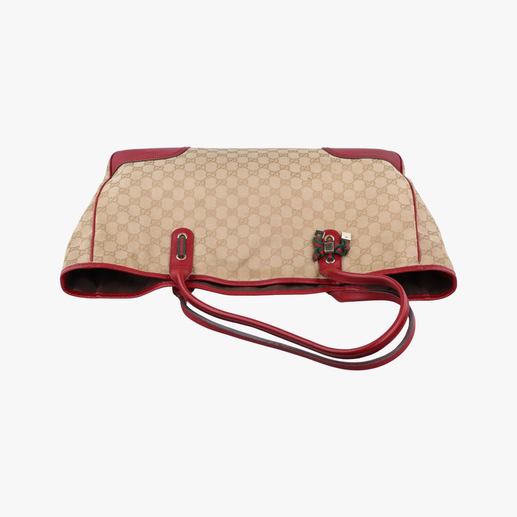 Gucci GG Supreme Beige Red Canvas Leather Handbag — view 8