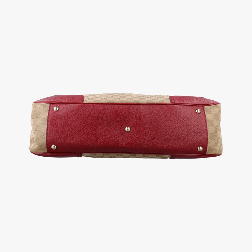 Gucci GG Supreme Beige Red Canvas Leather Handbag — view 3