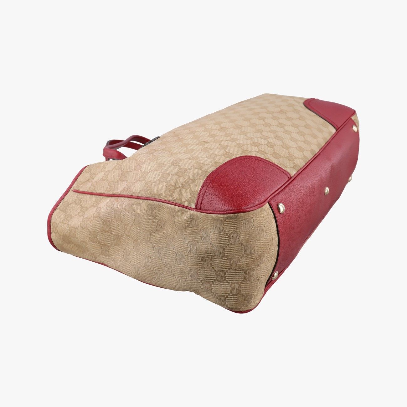 Gucci GG Supreme Beige Red Canvas Leather Handbag — view 7