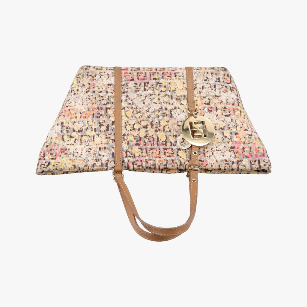 Fendi Zucchino Pattern Brown Multicolor Canvas Handbag — view 8
