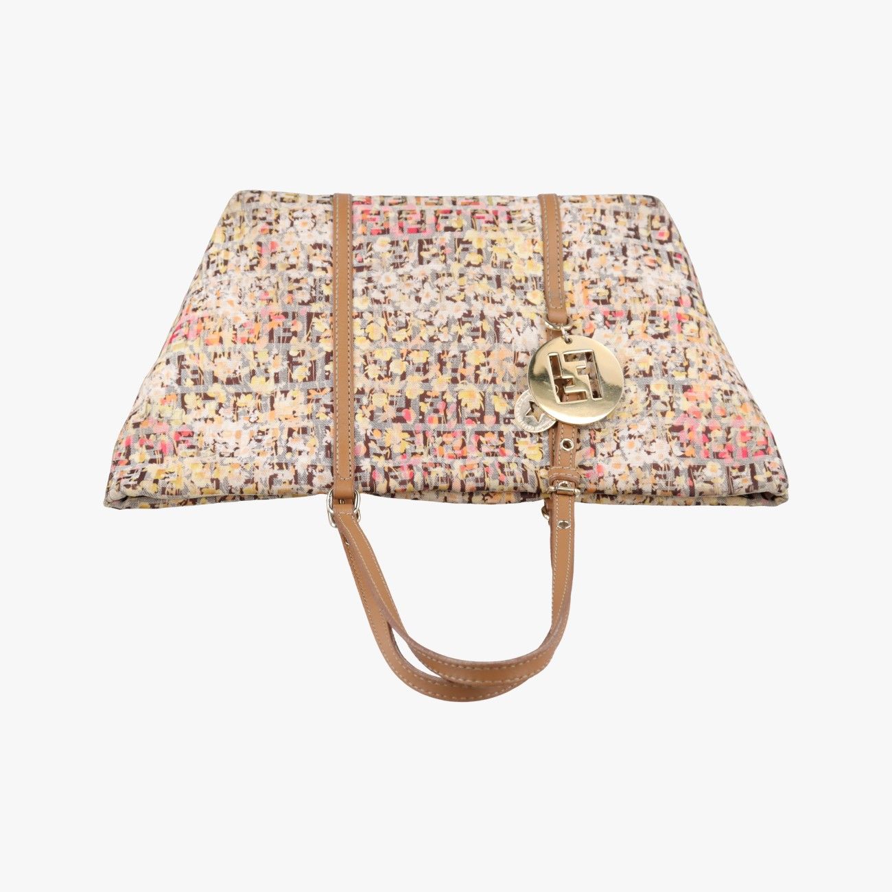 Fendi Zucchino Pattern Brown Multicolor Canvas Handbag — view 8