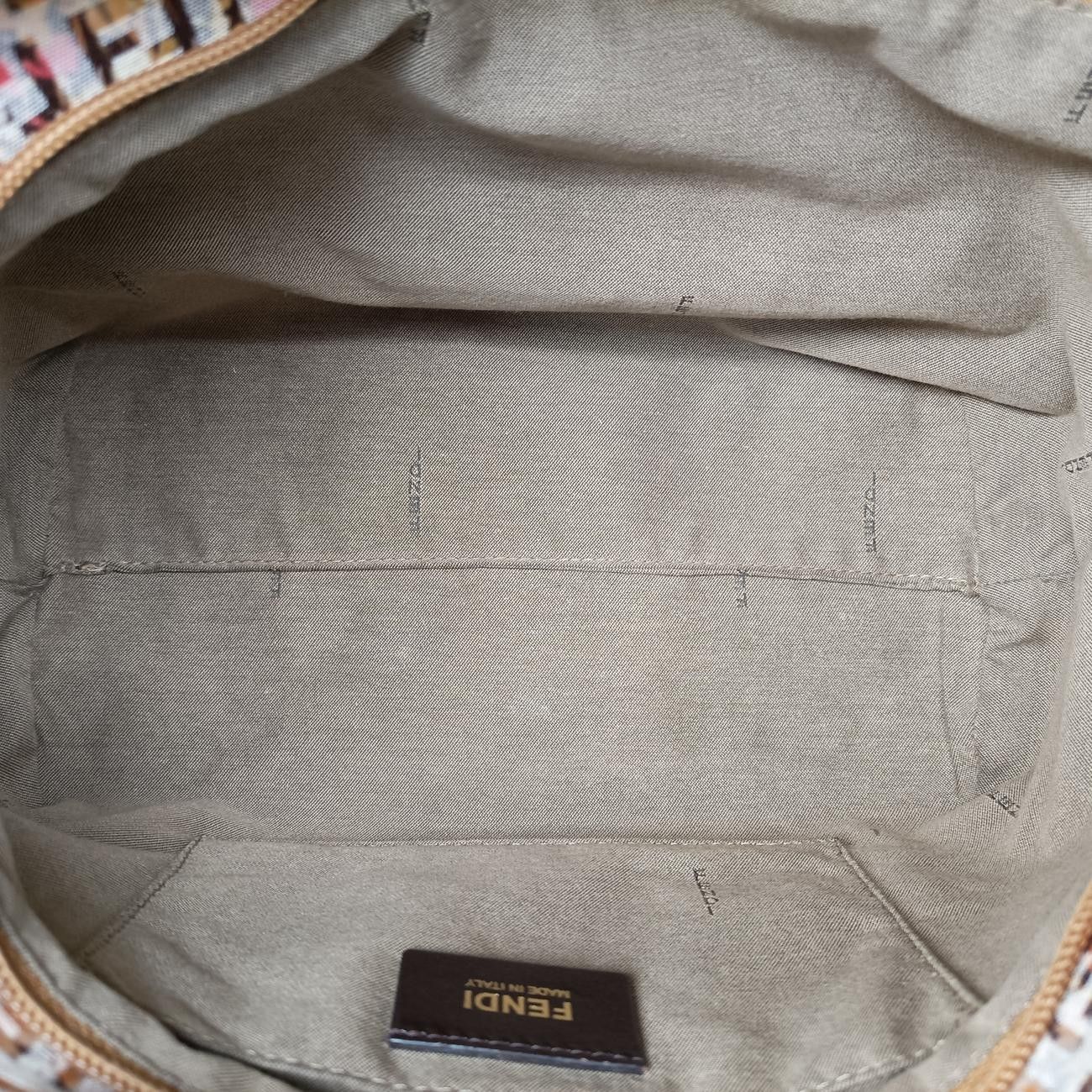 Fendi Zucchino Pattern Brown Multicolor Canvas Handbag — view 9