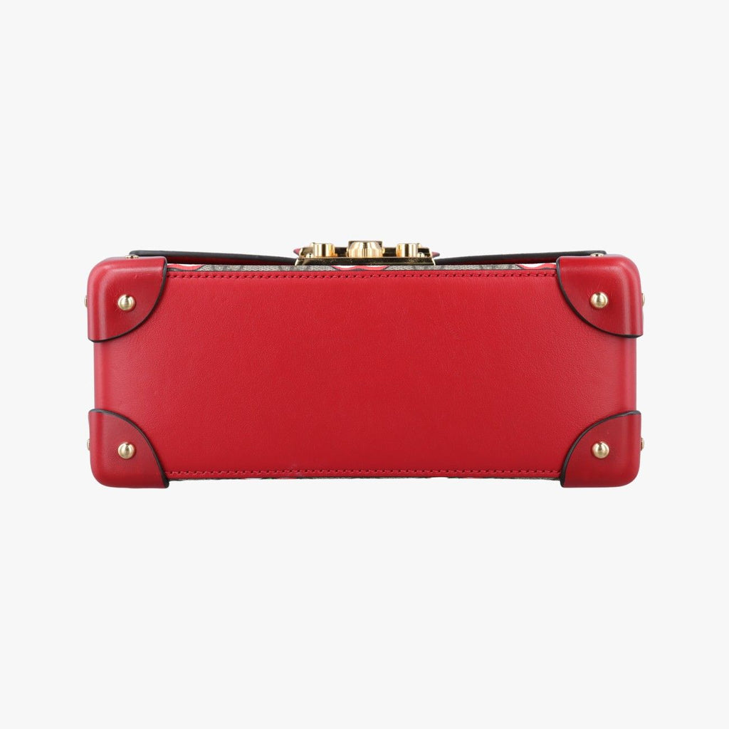 Gucci GG Apple Padlock Bamboo Beige Red Multi Canvas Leather Shoulder — view 3