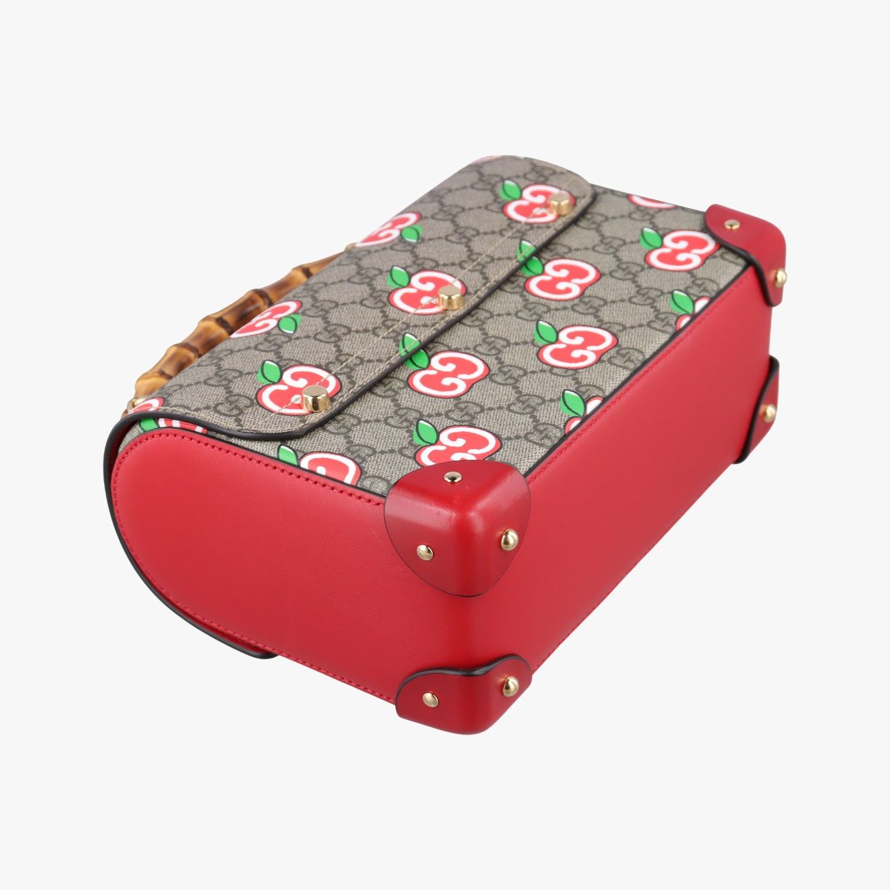 Gucci GG Apple Padlock Bamboo Beige Red Multi Canvas Leather Shoulder — view 7