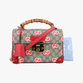 Gucci GG Apple Padlock Bamboo Beige Red Multi Canvas Leather Shoulder