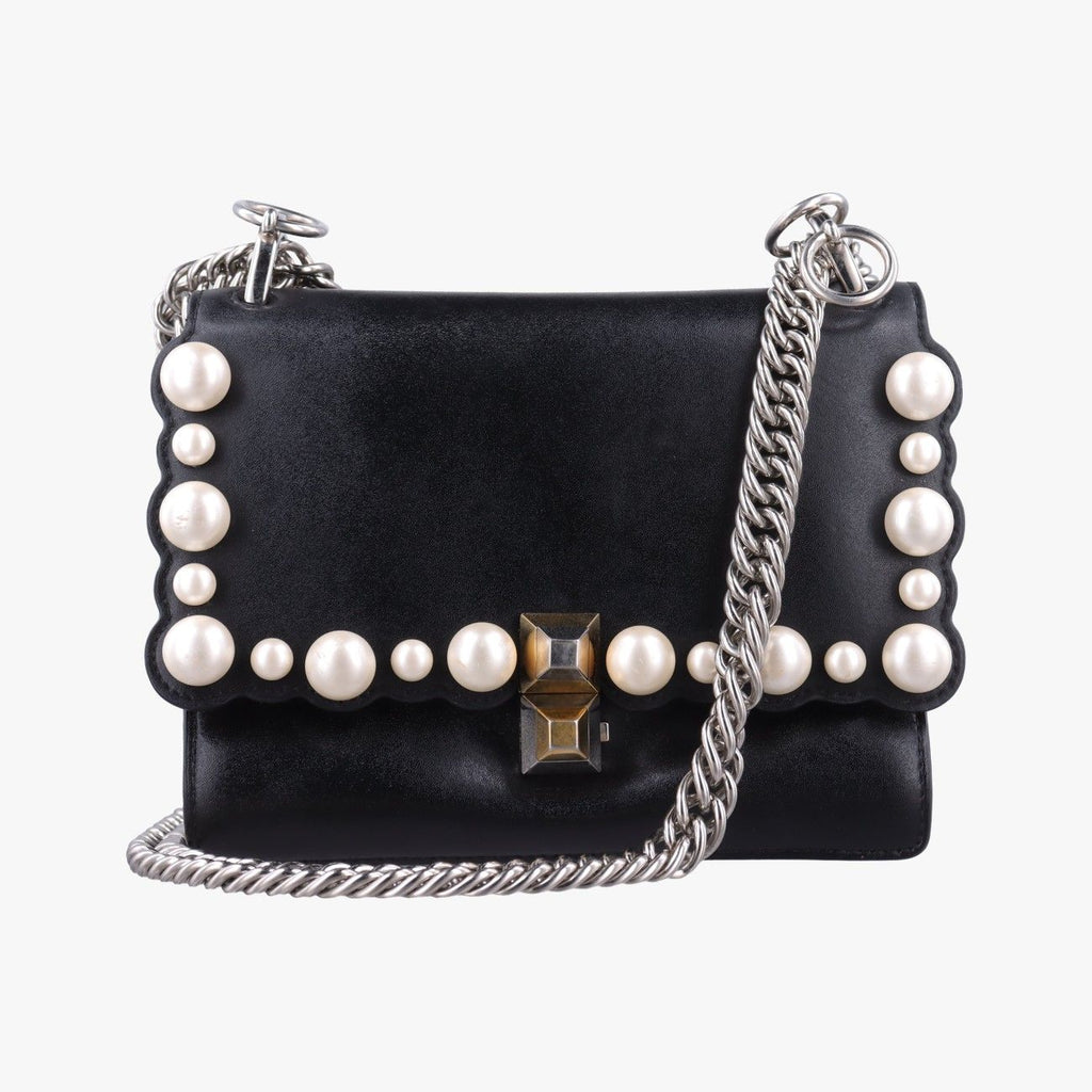 Fendi Studded Canai Black Leather Shoulder