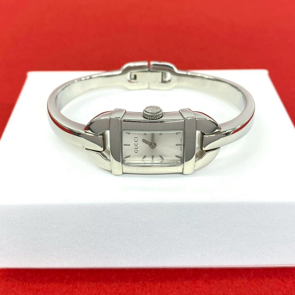 Gucci Bangle Watch Stainless Steel Quartz Wrist Silver